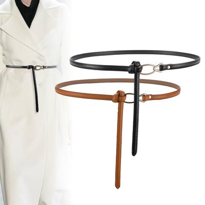Non-Porous Knotted Thin Belt Women'S Leather Women'S Decorative Dress Women'S Real Cowhide Women'S Belt