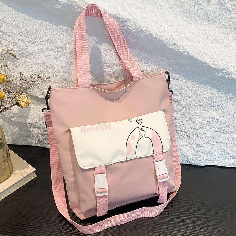 College Student Canvas Bag Women New Fashion Commuter Handbag Women Ins High School Students One-shoulder Tutoring Bag