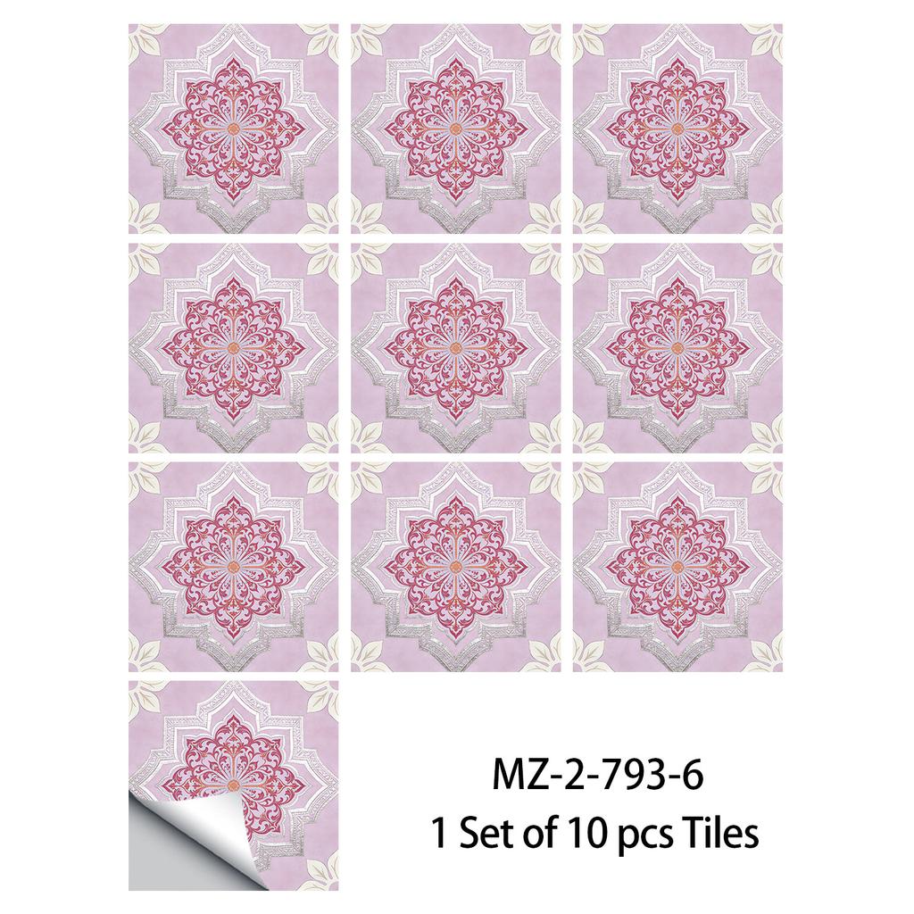 10 Pezzi Adesivi Piastrelle Mandala Boho - Decalcomanie Murali in PVC Lucido Cristallo - Murale Autoadesivo Impermeabile per Pavimento Cucina Bagno Decorazione Casa