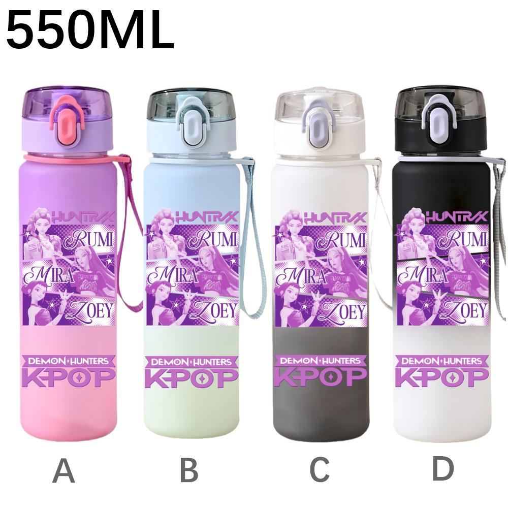 550ML KPop Demon Hunters Cartoon Print Sport Water Bottle Leak Proof Water Cup Outdoor Sports Drinking Bottle Birthday Gifts