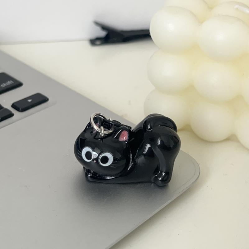 

1 Piece Q Cute Big-Eyed Cat Star Keychain Black Cat Pendant Cartoon Girlfriend Small Gift Bag Decoration Diy Accessories