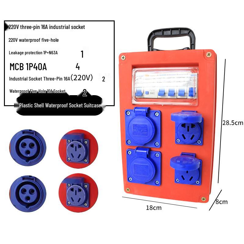 Compact Industrial Power Strip with RCD and Display for Construction Sites