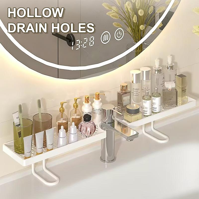 Over Sink Faucet Storage Shelf Food Safe Large Capacity Hollow Drain Holder for Kitchen Bathroom Daily Use