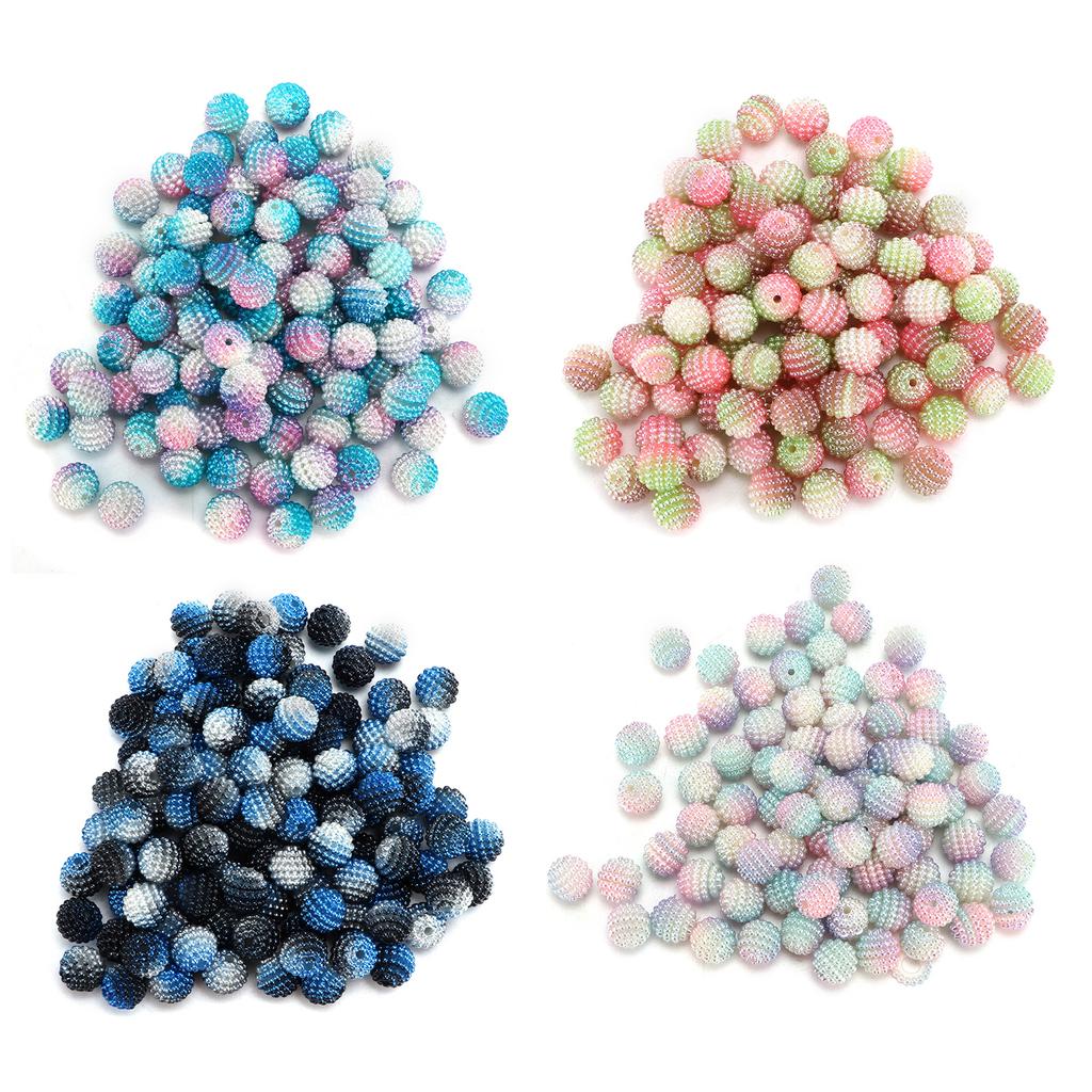 200pcs Pearl Beads Color Pearlized Gradient Bayberry Shaped Bubble Beads with Hole for DIY Jewelry M