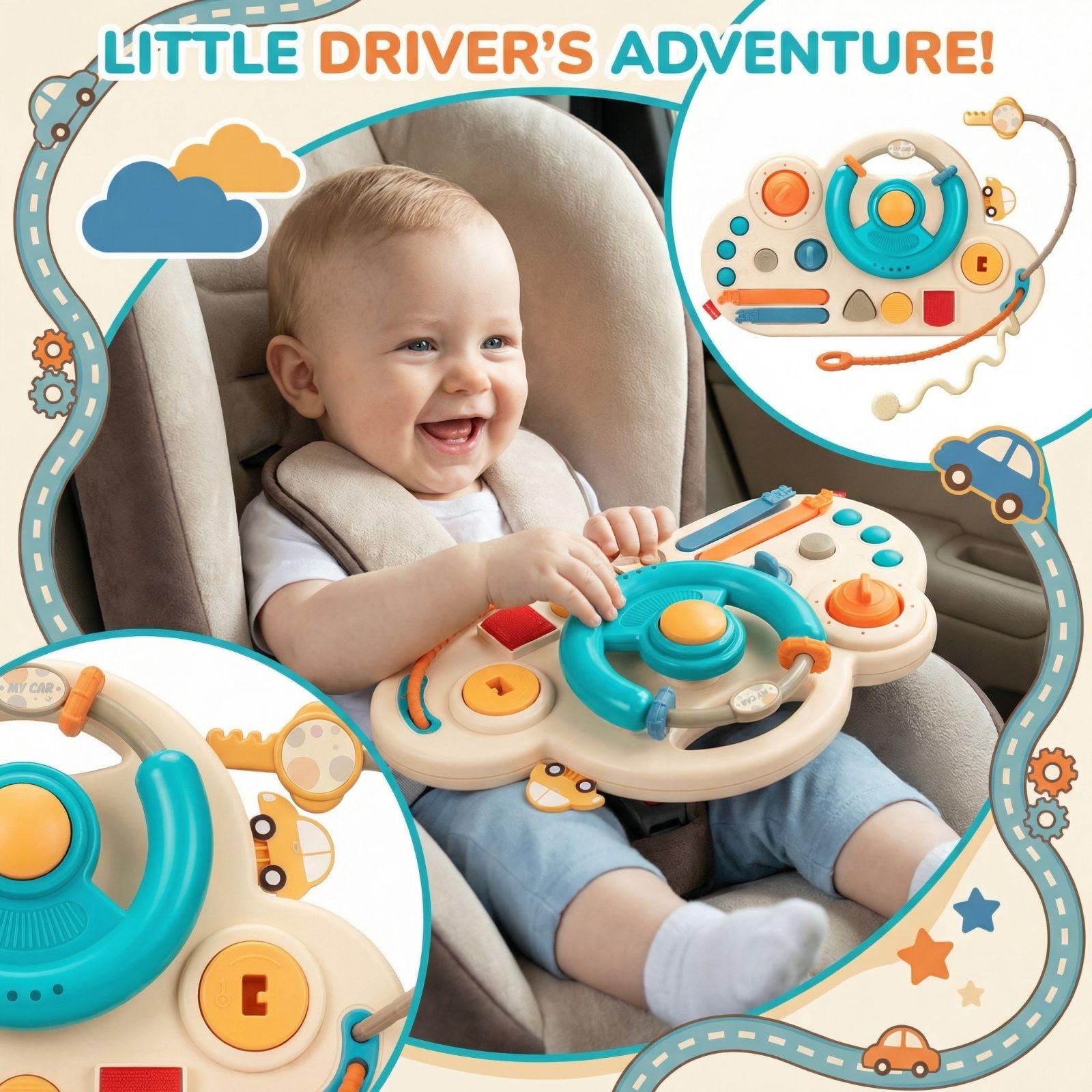 

Образовательный руль-симулятор, игрушка для вождения для младенцев, версия Занятой , обучающая игрушка-машинка для мальчиков и девочек One Size