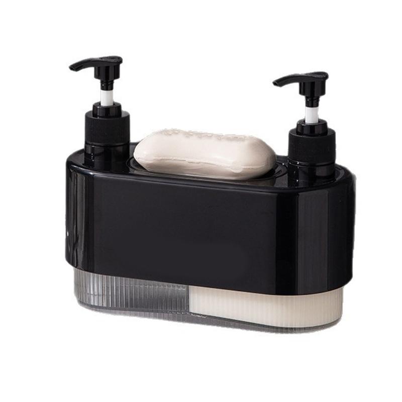 

Press Type Shampoo Dispenser Bottle For Bathroom Kitchen No Holes Installation Transparent Design Durability ABS PET
