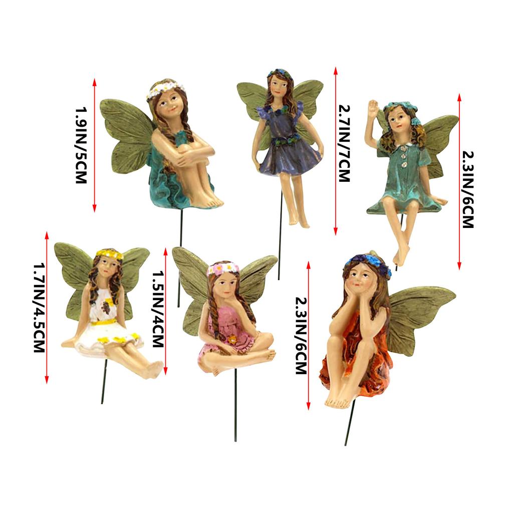 6pcs Fairies Miniature Figurines Accessories For Garden Decor, Fairy-Ornament