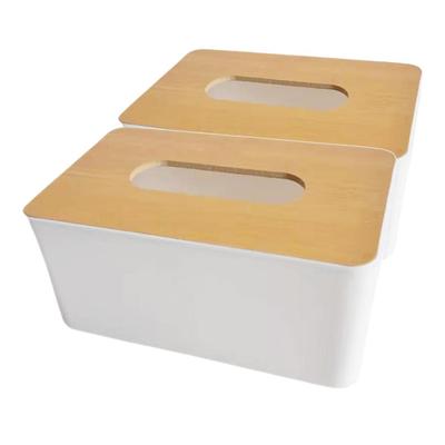2 Pz Portatovaglioli Scatola di Fazzoletti con Coperchio in Legno Rettangolare Grande Capacità Scatola Porta Fazzoletti da Tavolo Plastica Casa Ufficio