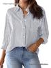 Herbst Streifenmuster Strickjacke Top - Damen Lässiges Langarm Modehemd