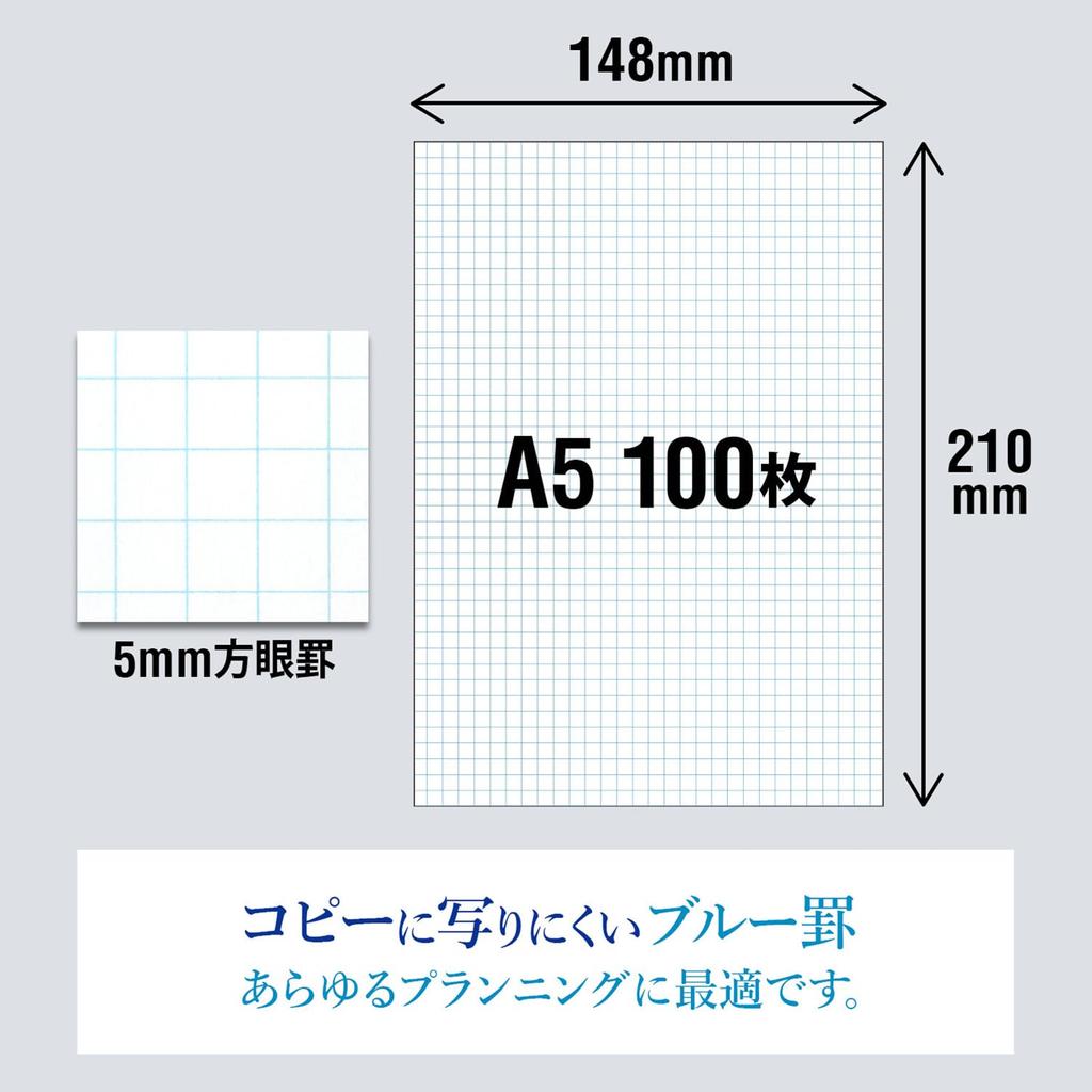 Okina Project Paper A5 5mm Grid 100 Sheets PPA55S A5