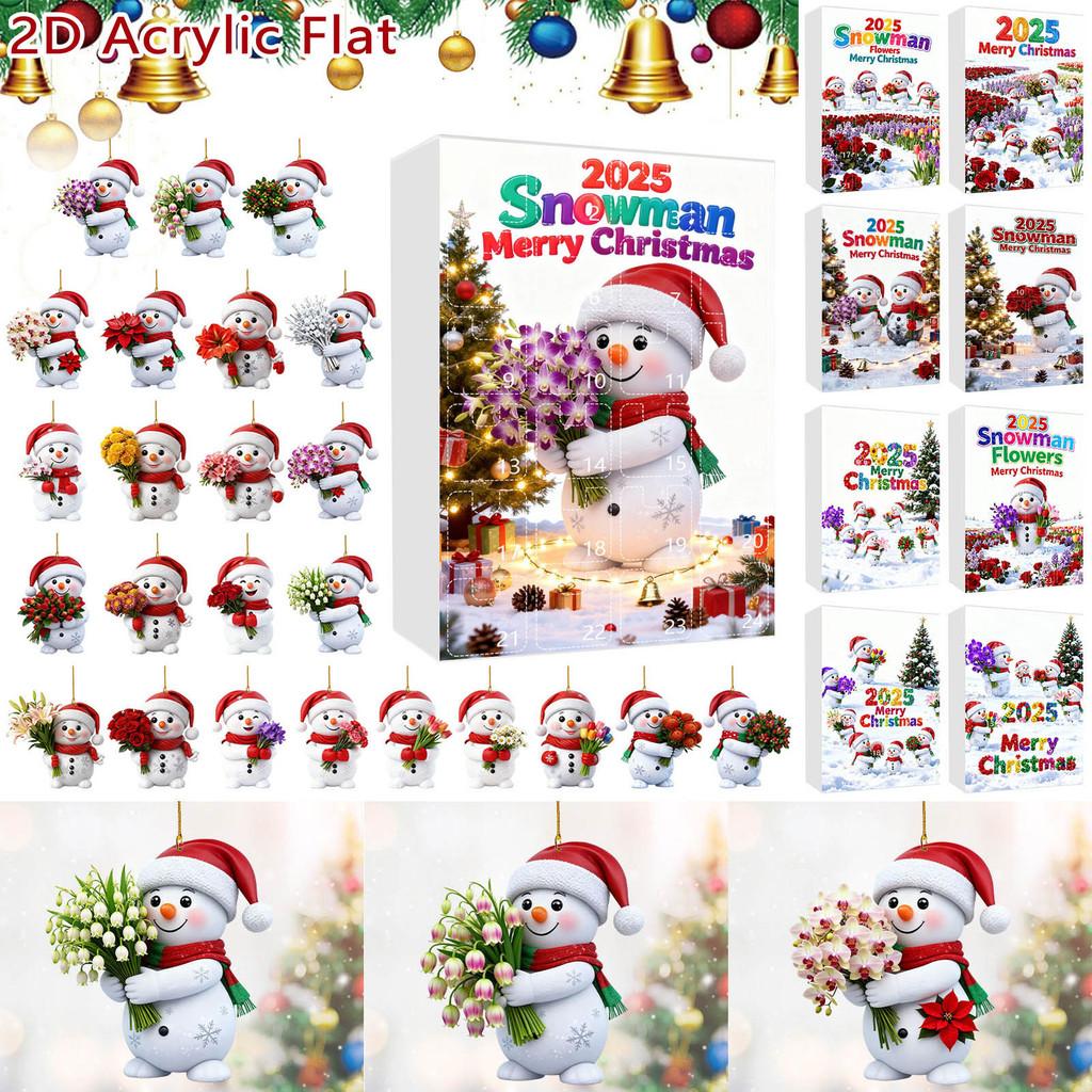 Christmas Countdown Calendar With Snowman Acrylic Ornaments For Holiday Gift Exchange