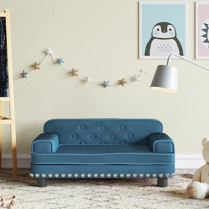 VidaXL Canapé pour enfants bleu 70x45x30 cm velours 3196293
