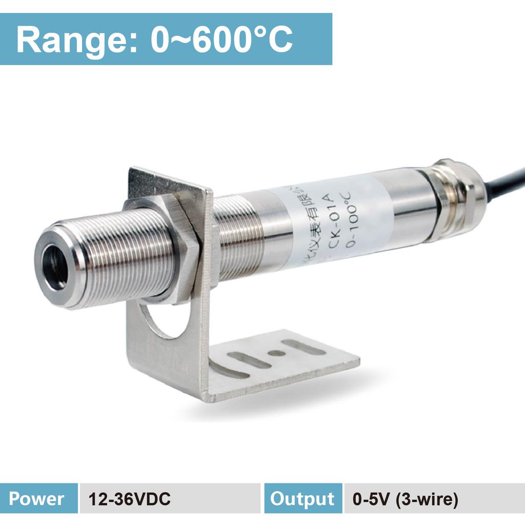 Non Contact IR Temperature Sensor 0-600 Degree 12-36VDC Analog Output 4-20mA 0-10V RS485 for Industrial Automation