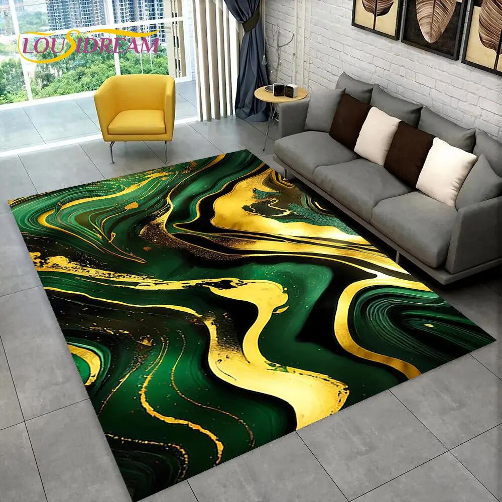 3D Colour Gold Nordic Marble Splendid Area Rug,Carpet for Home Living Room Bedroom Sofa Doormat Kitchen Decor,Non-slip Floor Mat