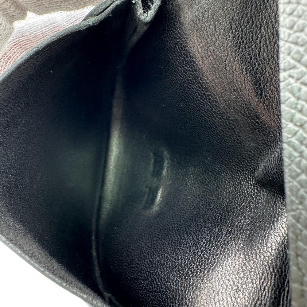 HERMES Bean leather Card Case black leather unisex Used