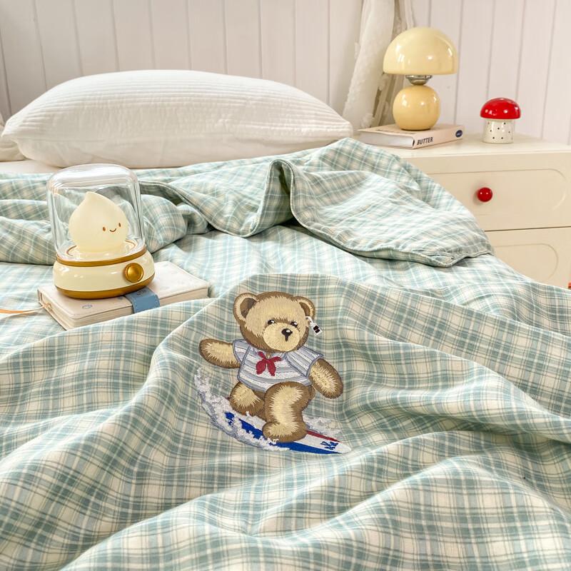 TEDDY ISLAND Double-Layer Embroidered Tussah Silk Quilt