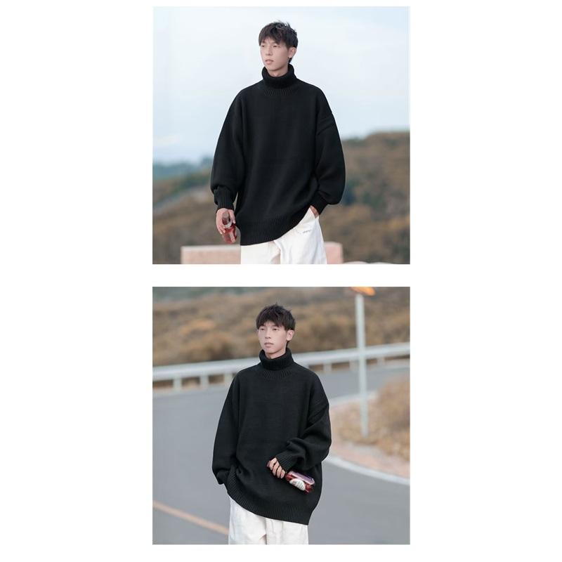 Oversized Turtleneck Knit Sweater For Men Warm Soft Daily Wear Jumper