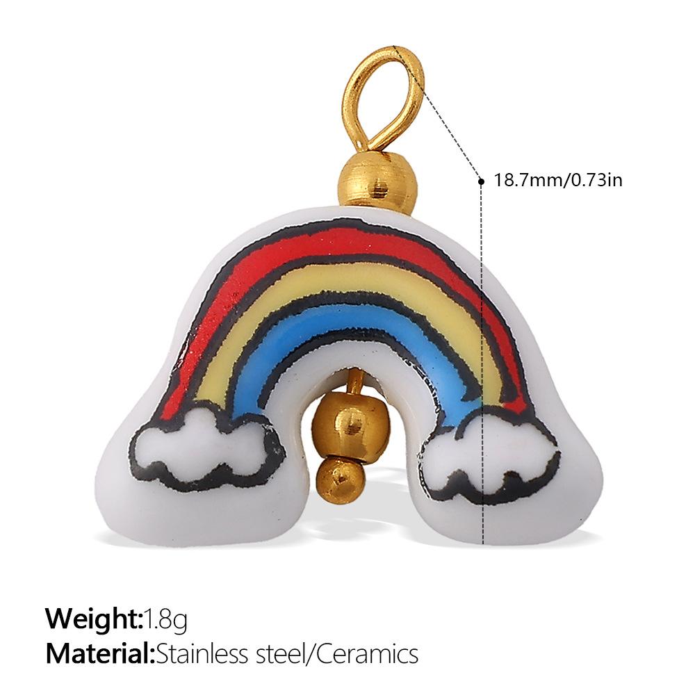 European and American sweet and cool style DIY dopamine ceramic pendant stainless steel plated 18K gold creative jewelry collection