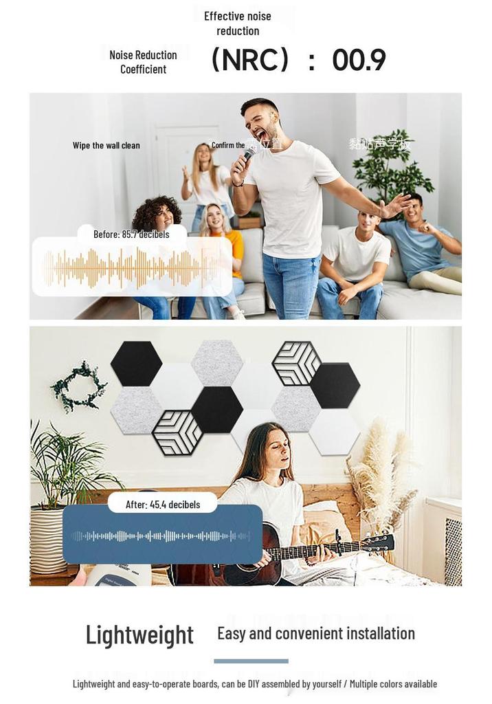Hexagonal Polyester Fiber Acoustic Panel for Office and Piano Soundproofing
