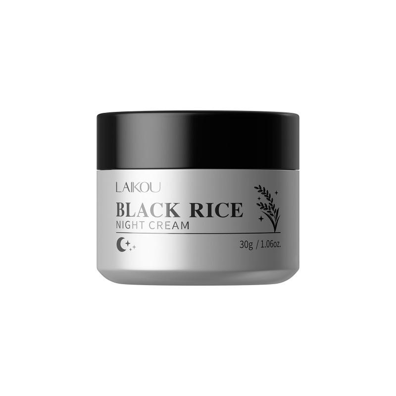 LAIKOU Black Rice Night Cream 30g - Overnight Moisturizing Face Cream with Ceramides & Niacinamide for Glowing, Hydrated Skin