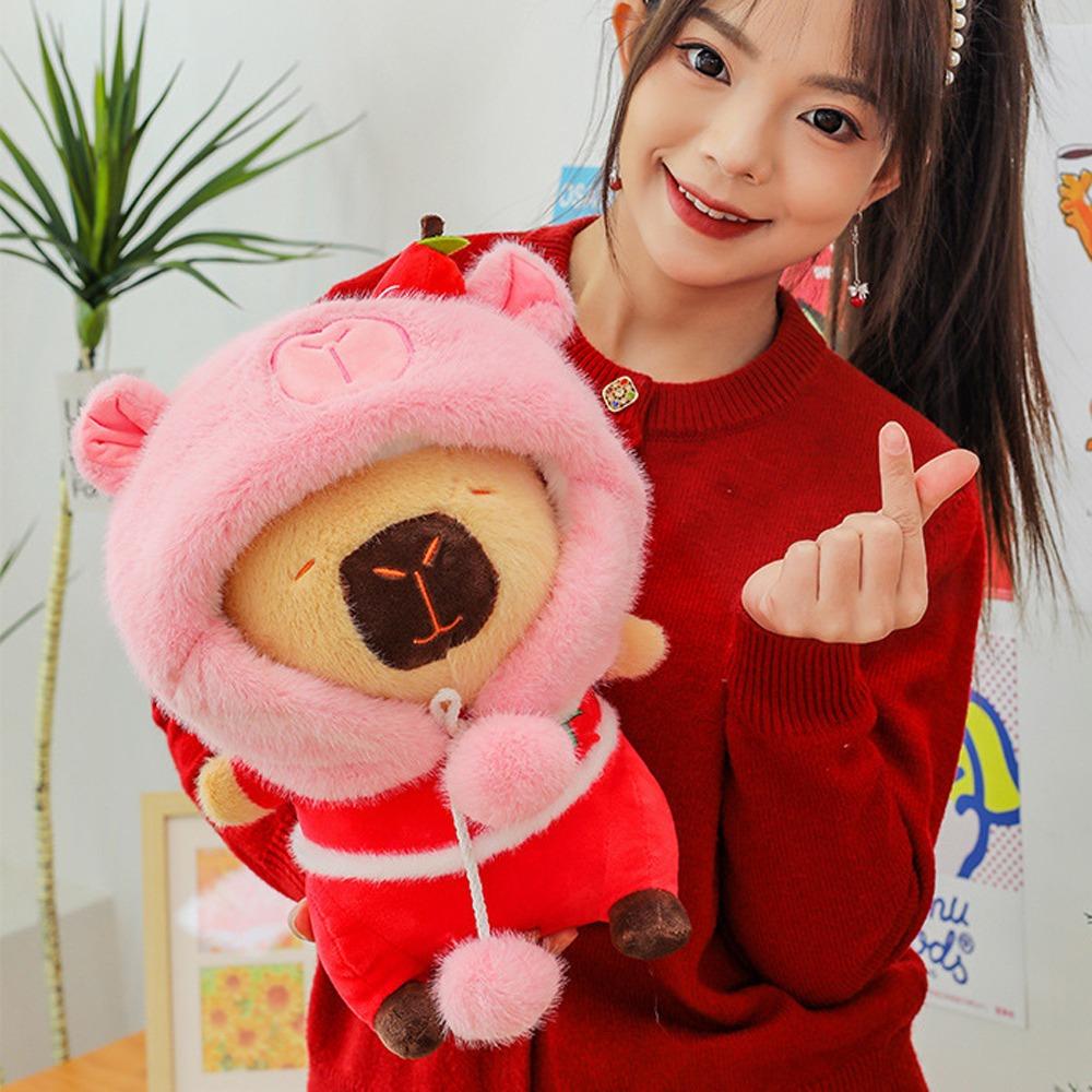 Santa Claus Capybara Plush Toy Merry Christmas Capybara Fluffty Doll  Birthday Gift
