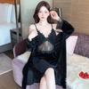 Women's Autumn and Winter Golden Velvet Pajamas, Sexy Pure Wind Bathrobes, Lace Back Pajamas, Two-piece Set, Suspenders, Chest Pads.