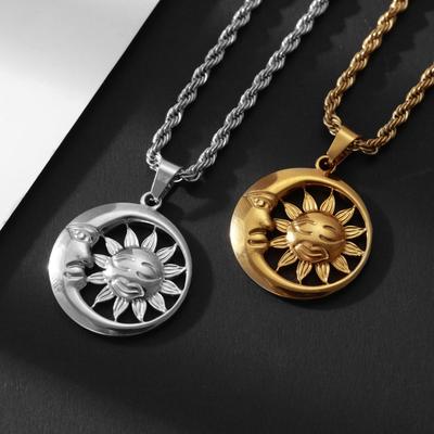 Ciondolo Sole Luna Stella Rotondo Accessori Gioielli Versatili Collana