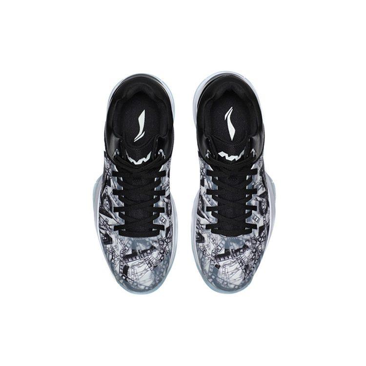 Li Ning Night Stalker Cushioning Balance Low Top Basketball Shoes Men's Black White Graffiti ABAN071-1