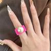 New Punk Ring Gold Color Bead Transparent Resin Acrylic Square Rings For Women Party Friends Gift Trendy Jewelry Hip Hop Rings