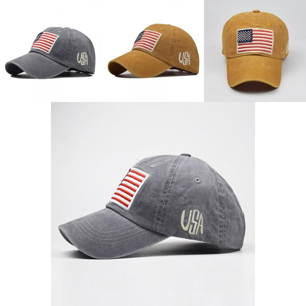 Retro Style Embroidered Letter Baseball Cap Vintage Washed Classic Flag Cotton Hat Men's Adjustable Cap