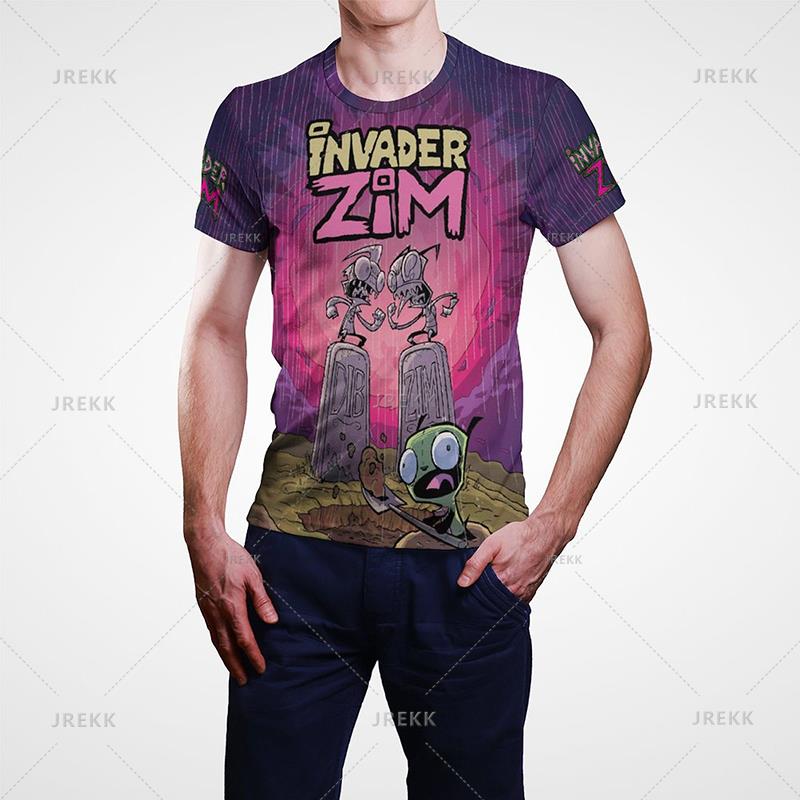 Cartoon Anime Invader Zimní tričko Pánské léto Krátký rukáv Cool Tričko s 3D potiskem Funny Dib Membrane Tops Trička