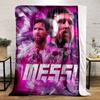 "Bright Pink Messi Collage Sports Design Warm blanket" Flannel blanket for bedroom, living room, sofa, and nap.
