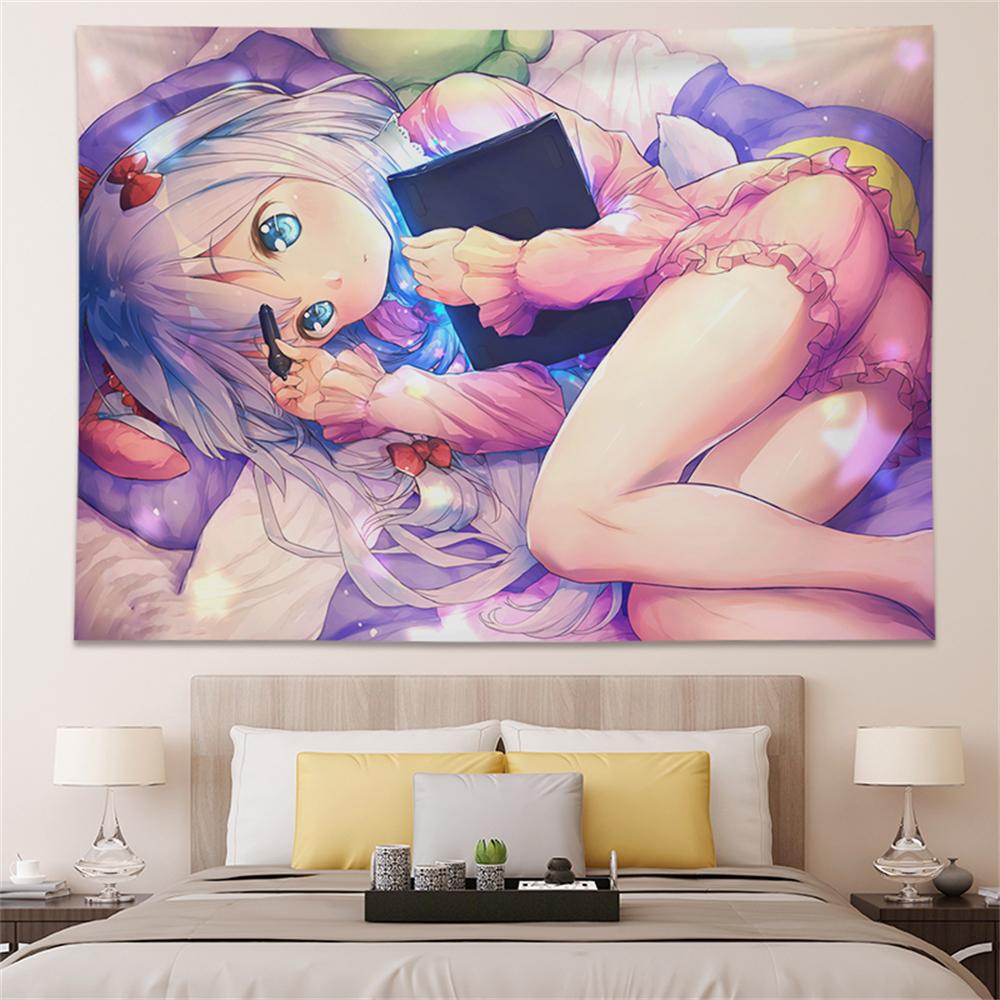 Anime Tapestry Kawaii Beautiful Girl Literature Room Decoration Wall Hanging Pink Tapestry Teen Room Background Wall Tapestry