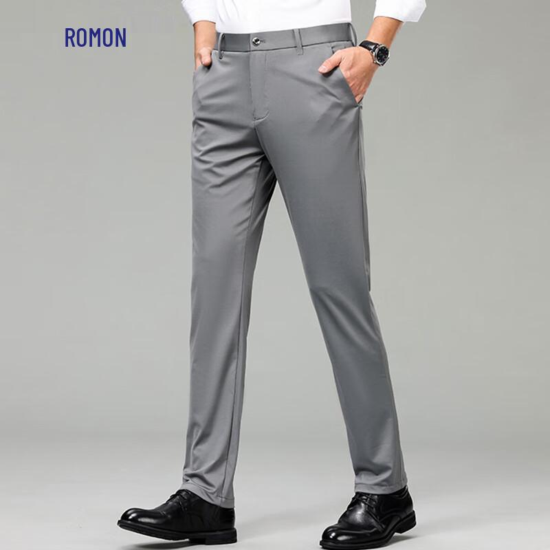 

Romensi Men s Ice Silk Anti-Wrinkle Casual Pants 40