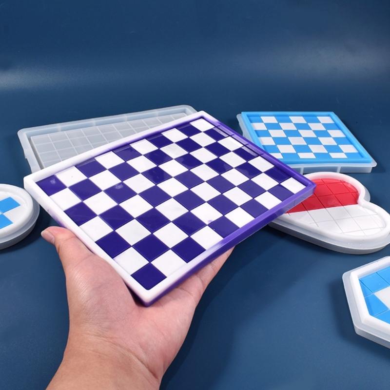 Chess Board Resin Mold Checker Game Board Silicone Mold 3D Chess Pieces Resin Casting Molds for DIY Jewelry Crafts