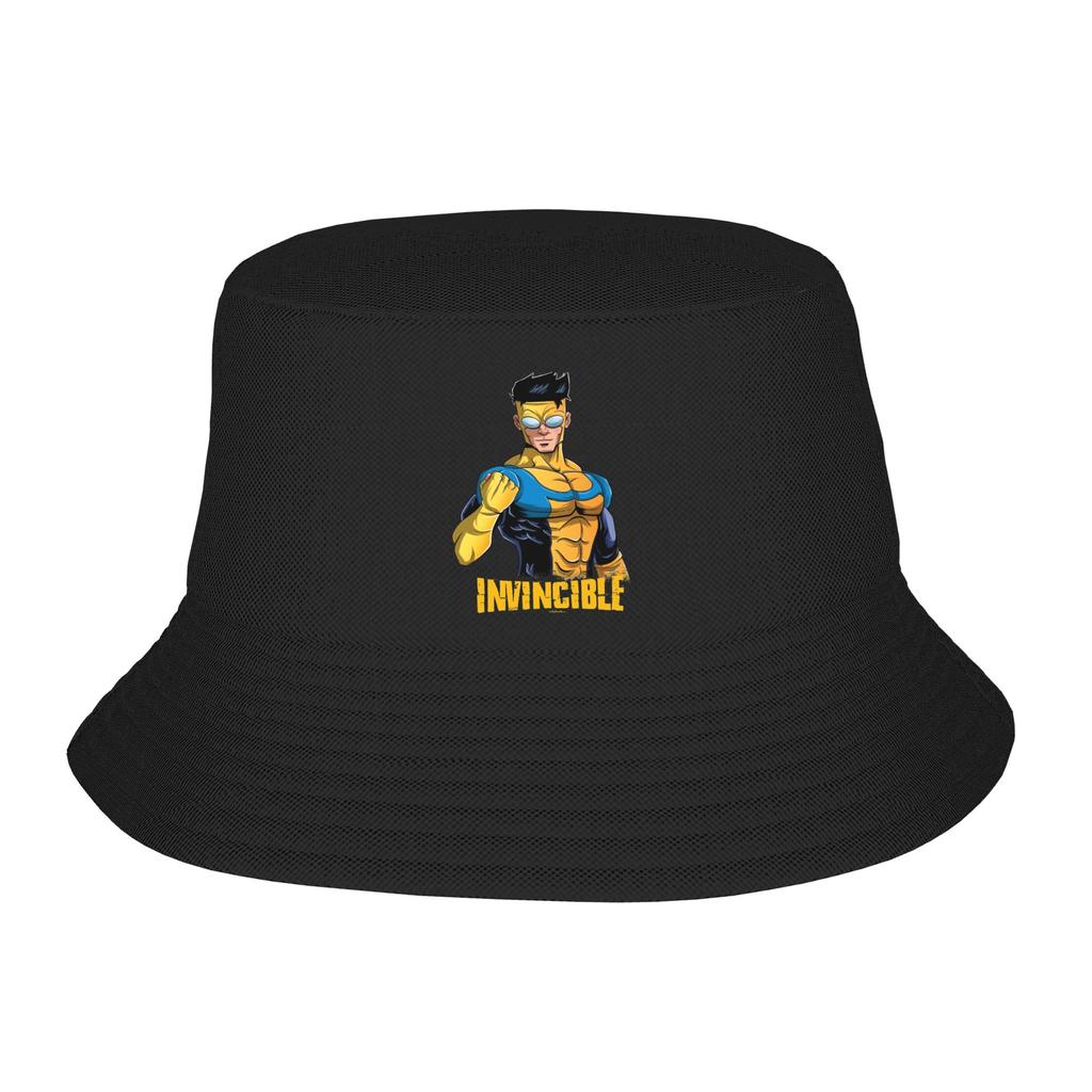 Invincible OmniUnisex Black and White Bucket Hat Beach Hatwear Accessories Fishing Hat for Girl Boonie Hat Lightweight