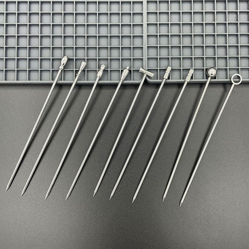 20Pcs Stainless Steel Cocktail Picks Long Handle Fruit Sticks Drink Stirring Sticks Bar