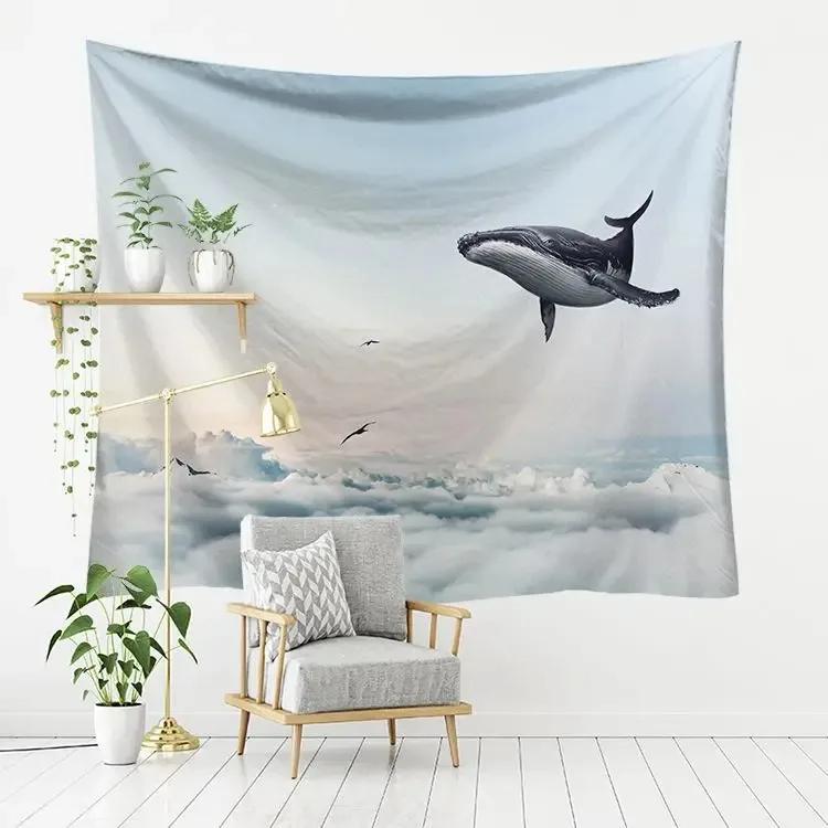 

Гобелен с рисунком морского кита, гобелен для спальни, гостиной, украшение для дома, гобелен 100x75cm