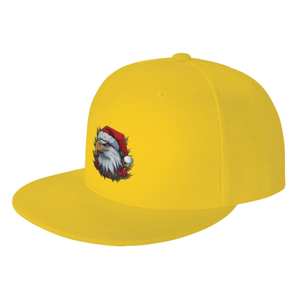 Fashion Adorable Christmas Eagle donning a Santa Claus hat Flat Brim Sun Hat Trendy Matching Cap Unisex