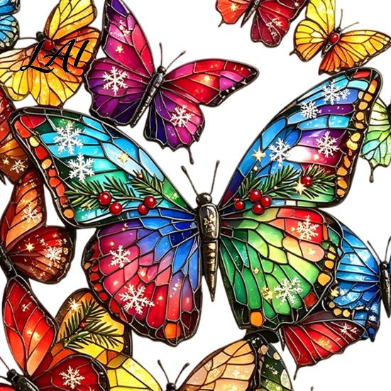 Stained Glass Butterfly Decals Christmas Window Sticker Style Removable Colorful Decal Waterproof Wall Static PVC Sticker for Home Living