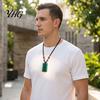 Rectangle Faux Gemstone Necklace Natural Crystal Pendant Necklace, Healing Energy Stone with Adjustable Adults Braided Rope, Polished Fake Jewelry for