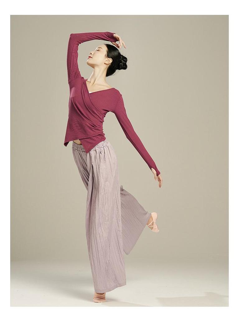 Dámský zeštíhlující top na tanec a jógu - Moderní, klasické a čínské taneční cvičební oblečení