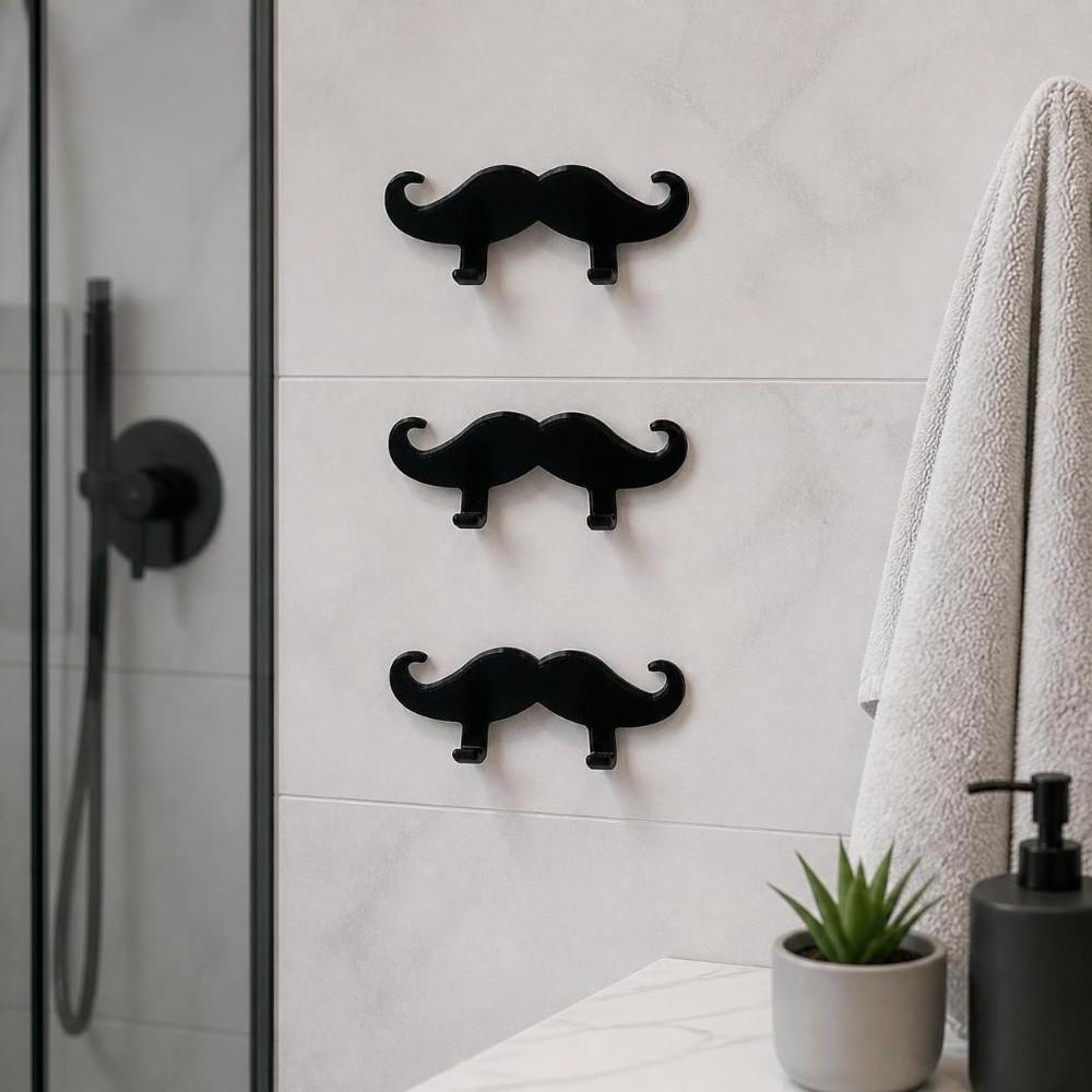 3pcs 3D Printed Beard Shape Hook Multifunctional Wall Hanger Holder Wall Storage Hook Bedroom