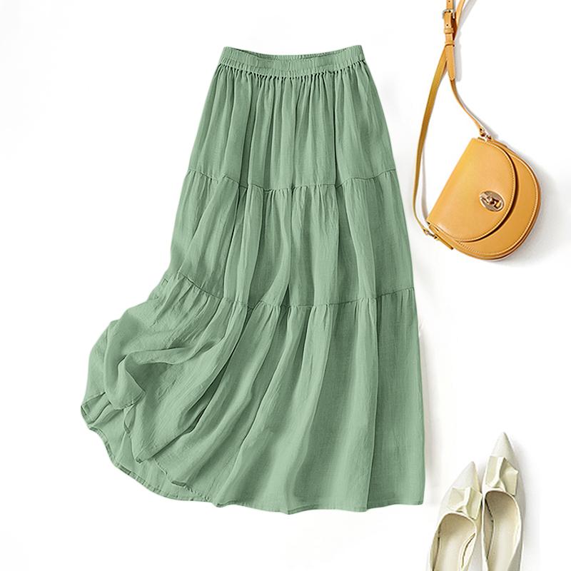 

ZANZEA Женские повседневные свободные летние длинные юбки с эластичной резинкой на талии 5XL зелёный