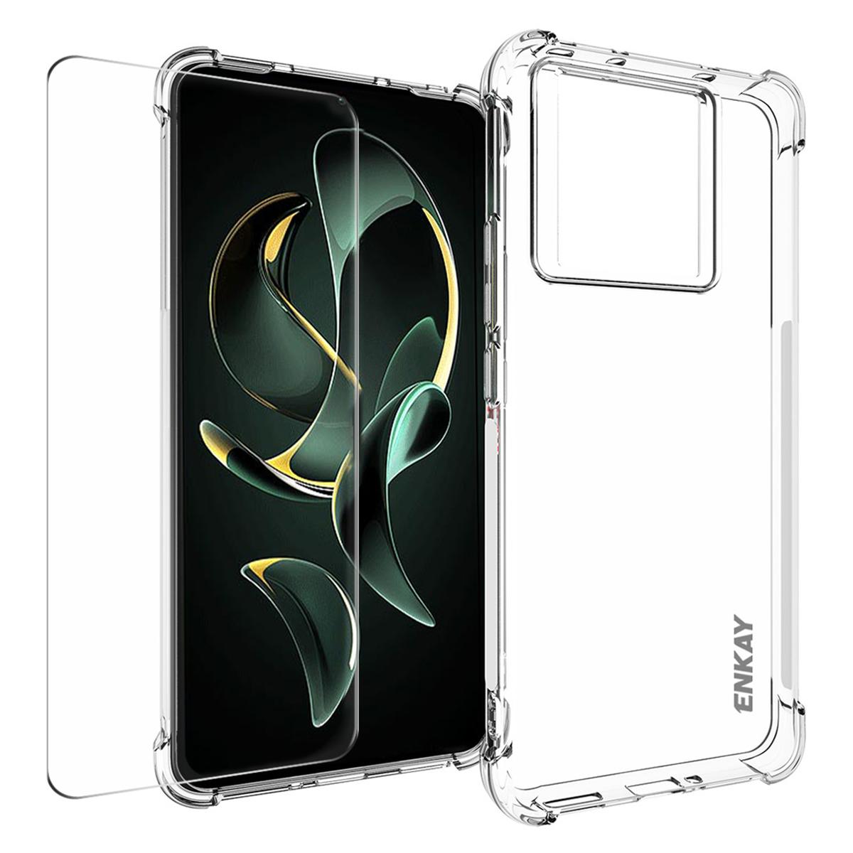 

ENKAY HAT PRINCE For Xiaomi 13T/13T Pro/Redmi K60 Ultra Case TPU Phone Cover with High Aluminium-silicon Glass Film A