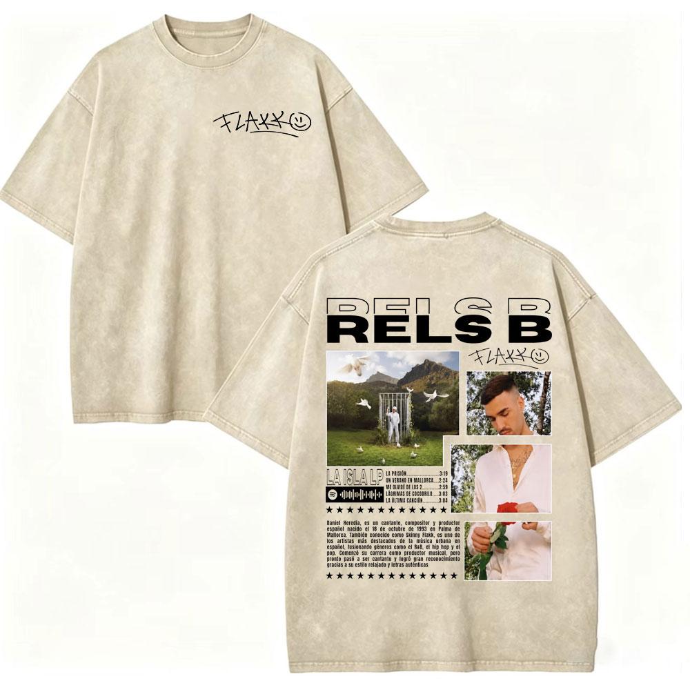 Vintage Washed Rapper Rels B Album Merch Tshirts Men Women Hip Hop Fashion Short Sleeve T Shirt Summer Casual Cotton Tshirts