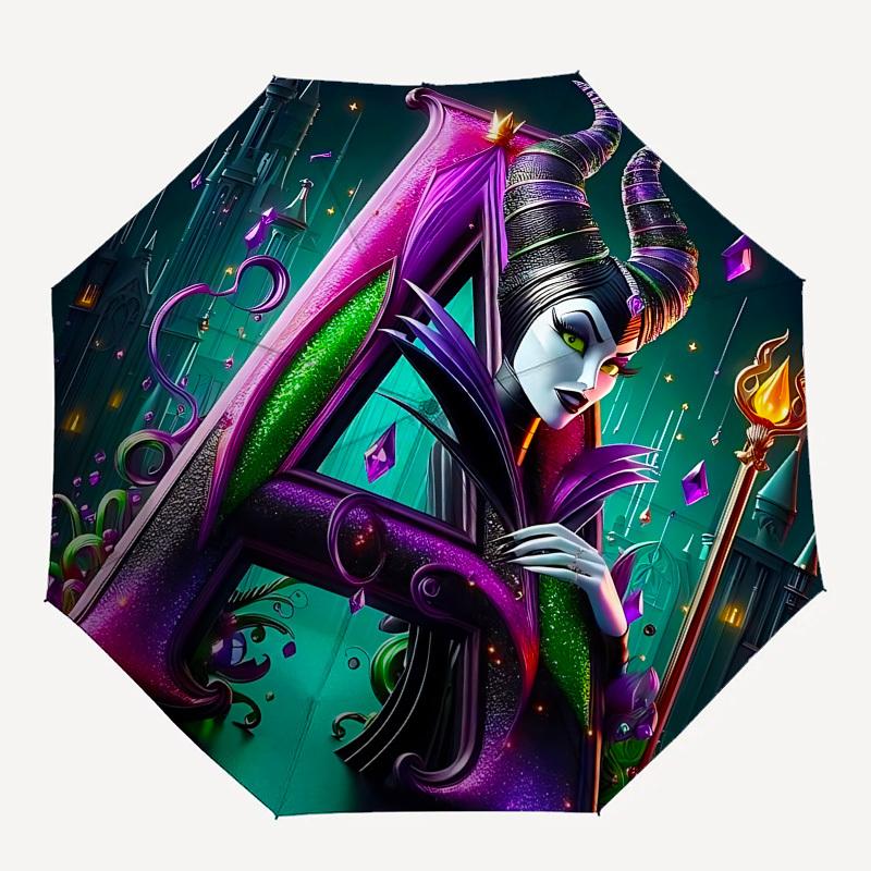 Maleficent, Villains Themed Automatic Opening and Closing Umbrella, Brightly Colored 8-rib Portable Umbrella, Suitable for Men and Women, A Perfect Gi