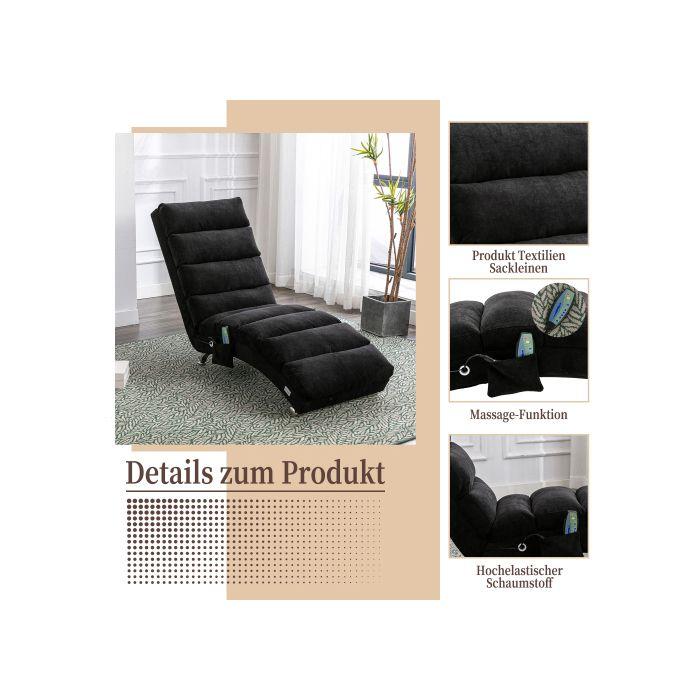 Sacklein Vnitřní masážní křeslo s dálkovým ovládáním, Ergonomické elektrické masážní křeslo s 5 režimy (Noir)