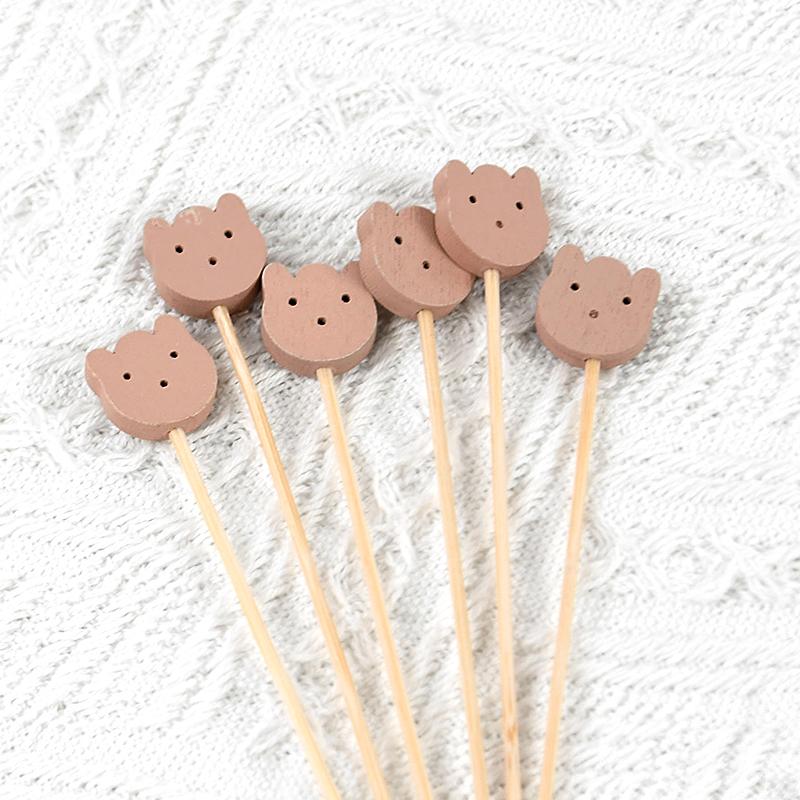 50Pcs Bear Disposable Bamboo Food Fruit Toothpicks Buffet Cake Dessert Fork Stick for Wedding Birthday Party Decoration Supplies