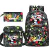 Cartoon Teacup Head Cuphead Student School Bag Backpack Three-piece Set Children's Shoulder Bag Pencil Bag
